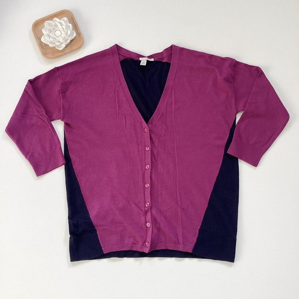 Halogen V-neck Colorblock Cardigan